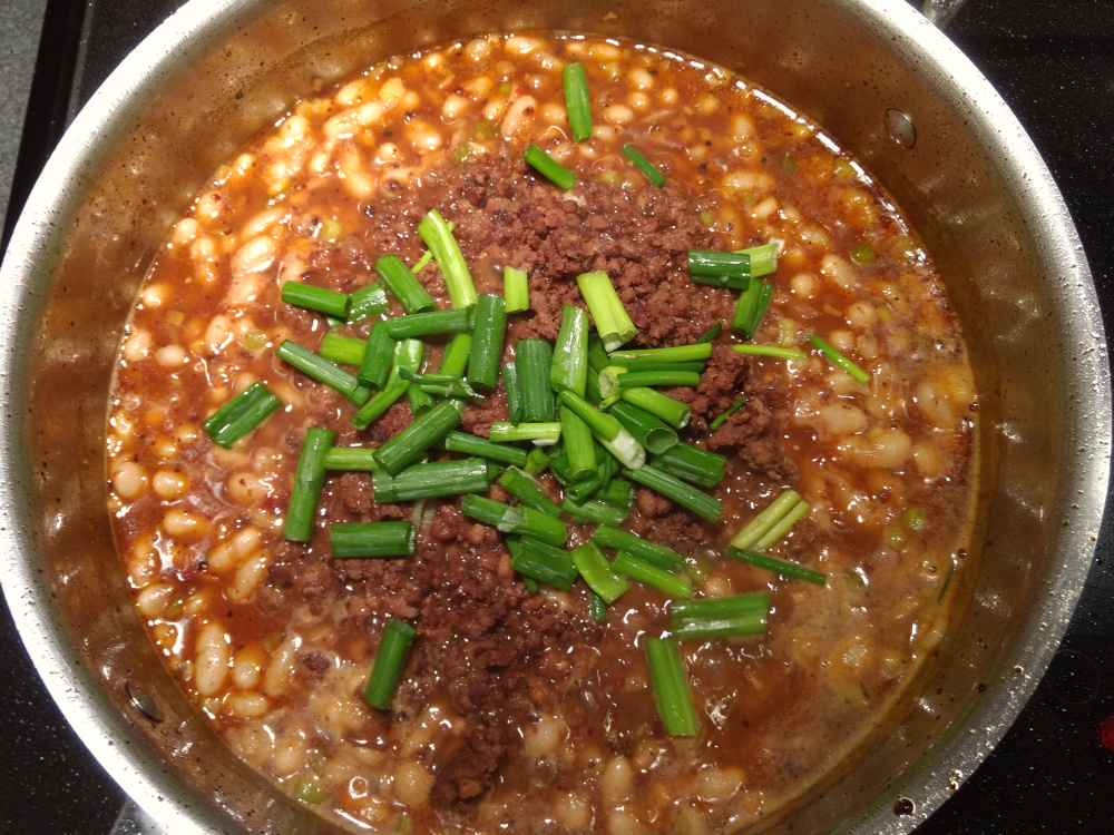 vegan mapo beans--final step