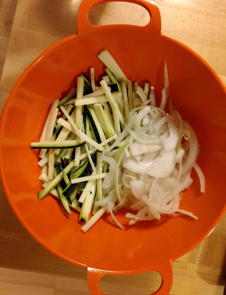 veggies for the red lentil fritters