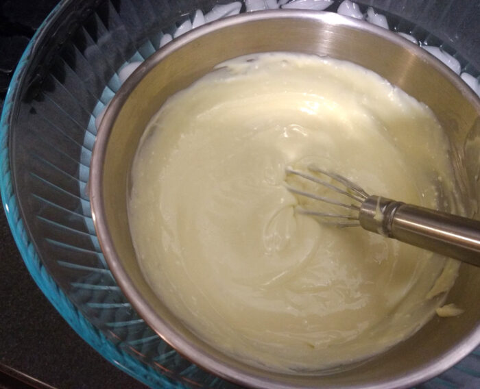 pastry cream in an icebath