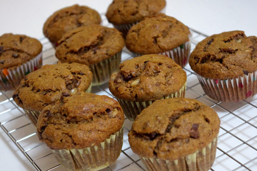 fresh muffins cooling on a wire rack